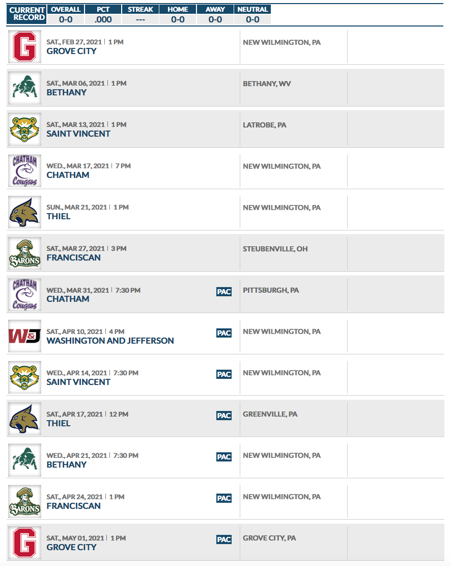 2921 Men's Lacrosse Schedule